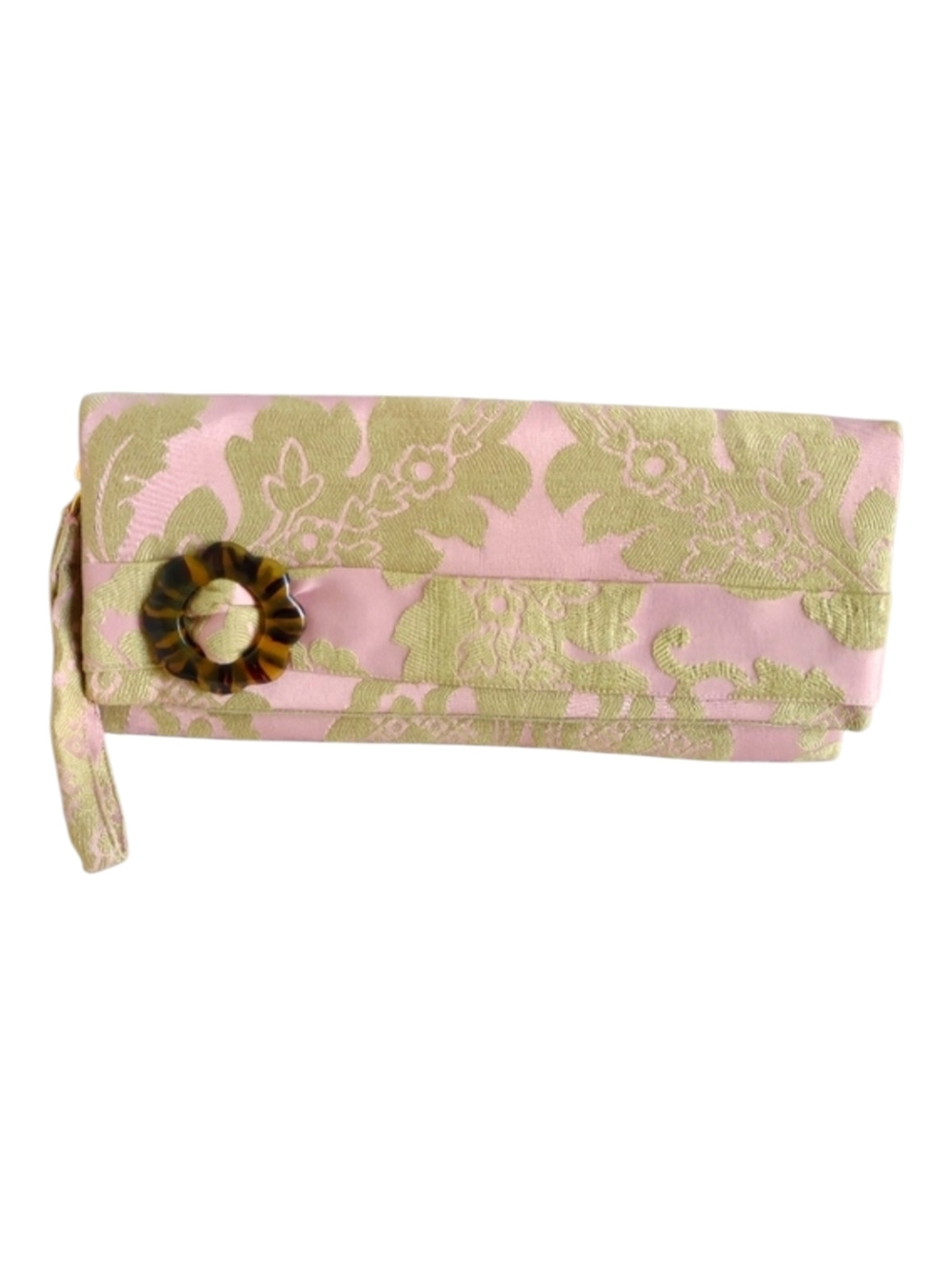 Wristlet Fabric MadieDeluxe Clutch Bag Damask Pink Tan